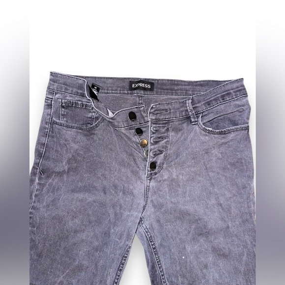 Express Womens Size 8 Regular Skinny Mid Rise Grey Denim Jeans Leggings - Picture 13 of 13
